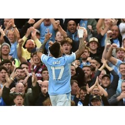 Enzo Fernández har scoret kampens første mål mod Manchester City Enzo Fernández har scoret kampens første mål mod Manchester City